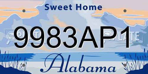 9983AP1 Alabama License Plate