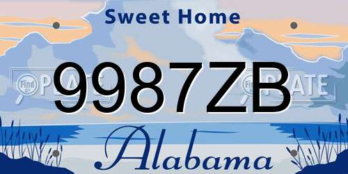 9987ZB Alabama License Plate