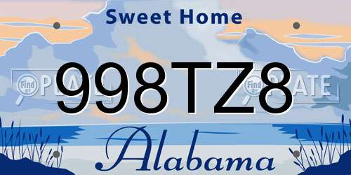 998TZ8 Alabama License Plate