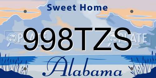 998TZS Alabama License Plate