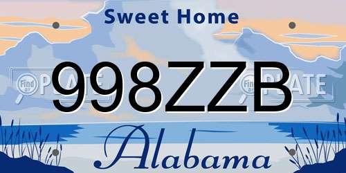 998ZZB Alabama License Plate
