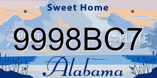 9998BC7 Alabama License Plate