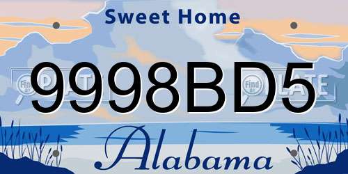 9998BD5 Alabama License Plate