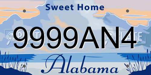 9999AN4 Alabama License Plate