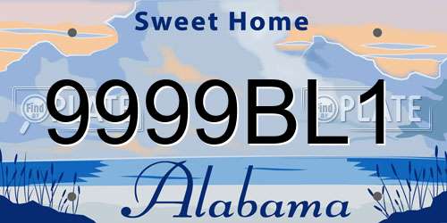 9999BL1 Alabama License Plate