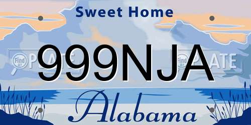 999NJA Alabama License Plate