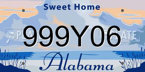 999Y06 Alabama License Plate