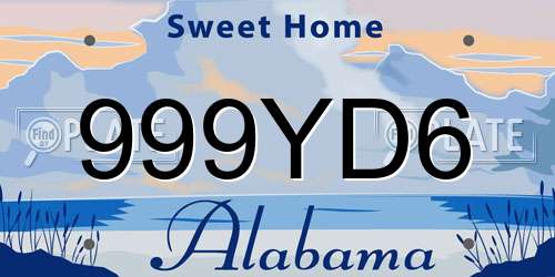 999YD6 Alabama License Plate