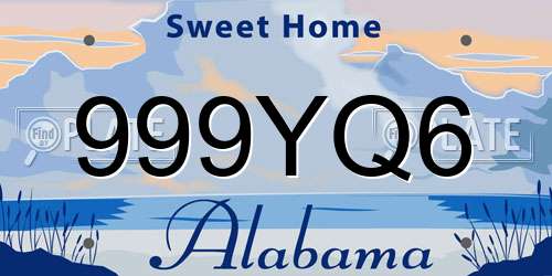 999YQ6 Alabama License Plate