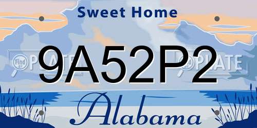 9A52P2 Alabama License Plate