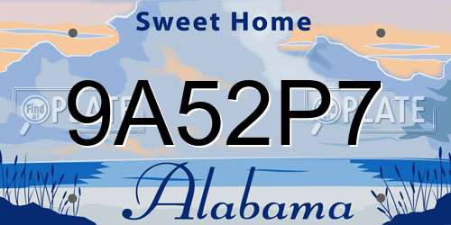 9A52P7 Alabama License Plate