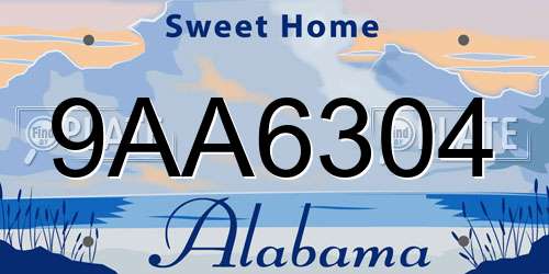 9AA6304 Alabama License Plate