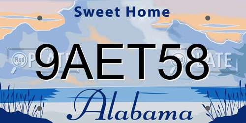 9AET58 Alabama License Plate