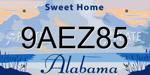 9AEZ85 Alabama License Plate