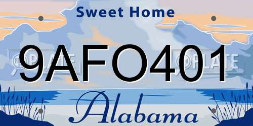 9AFO401 Alabama License Plate