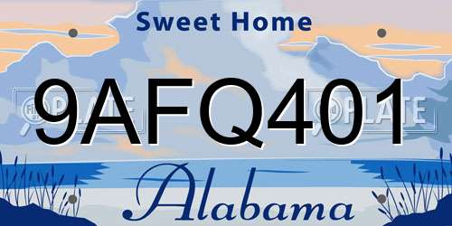 9AFQ401 Alabama License Plate