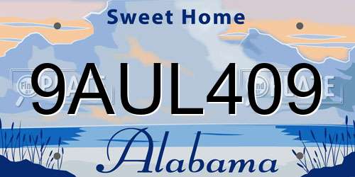 9AUL409 Alabama License Plate