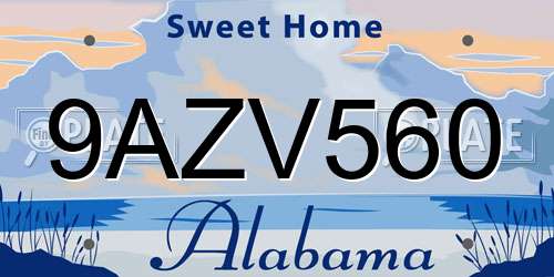 9AZV560 Alabama License Plate