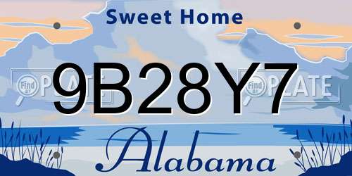 9B28Y7 Alabama License Plate