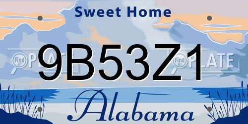 9B53Z1 Alabama License Plate