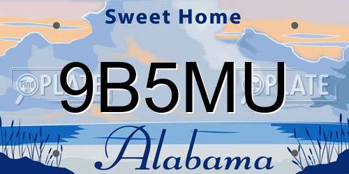 9B5MU Alabama License Plate