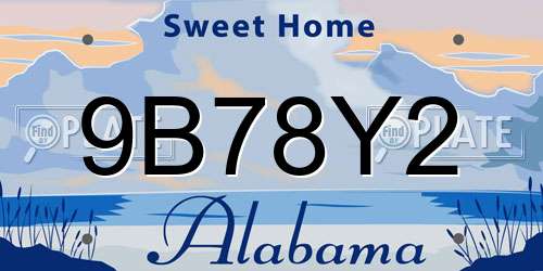 9B78Y2 Alabama License Plate