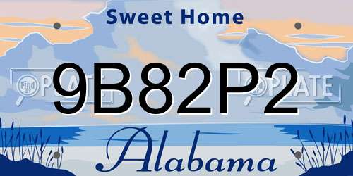 9B82P2 Alabama License Plate