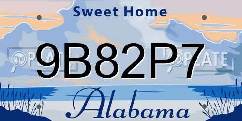 9B82P7 Alabama License Plate