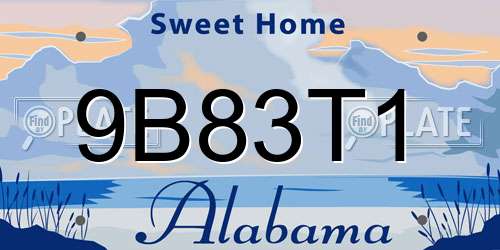 9B83T1 Alabama License Plate