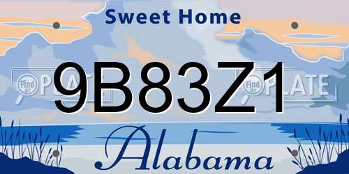9B83Z1 Alabama License Plate