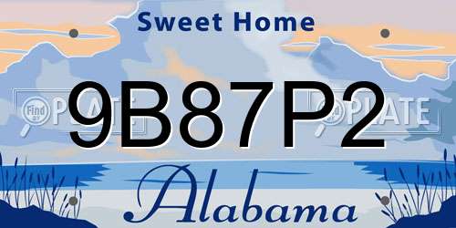 9B87P2 Alabama License Plate