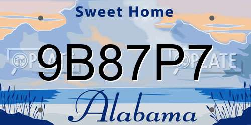 9B87P7 Alabama License Plate