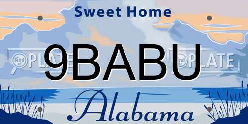9BABU Alabama License Plate