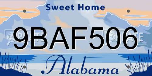 9BAF506 Alabama License Plate