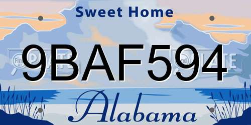 9BAF594 Alabama License Plate