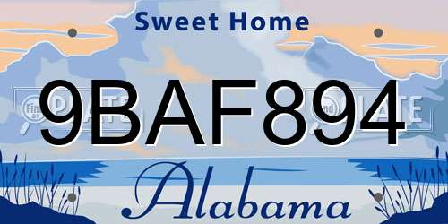 9BAF894 Alabama License Plate