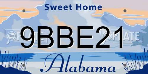 9BBE21 Alabama License Plate