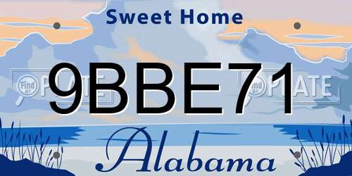 9BBE71 Alabama License Plate
