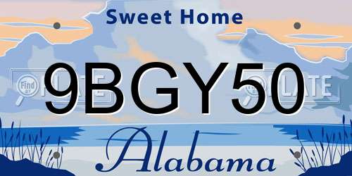 9BGY50 Alabama License Plate