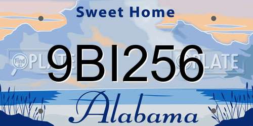 9BI256 Alabama License Plate