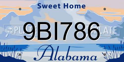 9BI786 Alabama License Plate