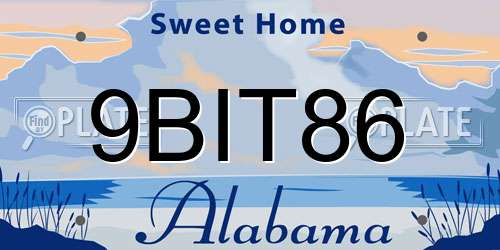 9BIT86 Alabama License Plate