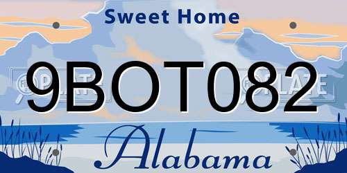 9BOT082 Alabama License Plate