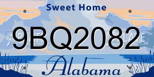 9BQ2082 Alabama License Plate