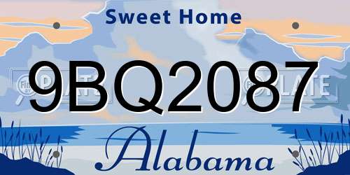 9BQ2087 Alabama License Plate