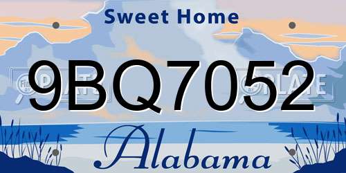 9BQ7052 Alabama License Plate