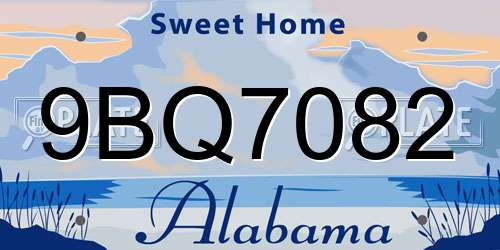 9BQ7082 Alabama License Plate