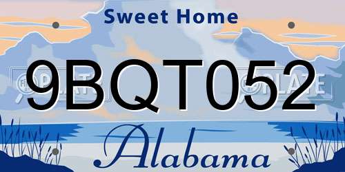 9BQT052 Alabama License Plate