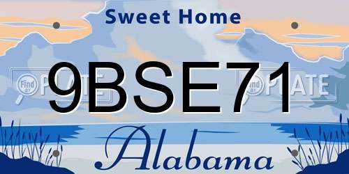 9BSE71 Alabama License Plate