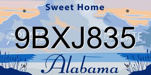 9BXJ835 Alabama License Plate